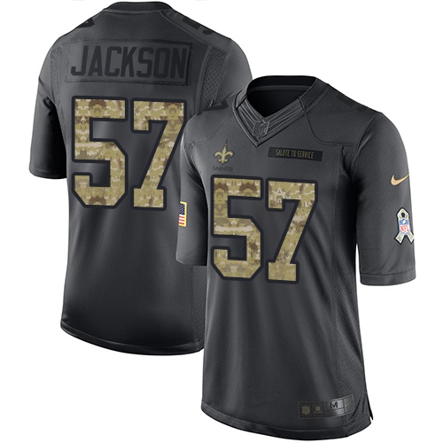 Youth Limited Rickey Jackson Nike Jersey Black - #57 2016 Salute to Service NFL New Orleans Saints